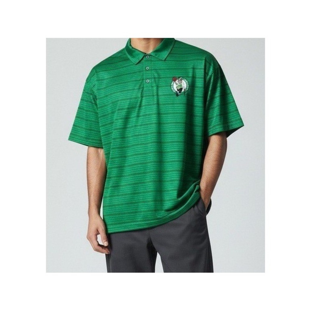 FOCO x NBA Boston Celtics Green Striped Performance Polo Shirt XL